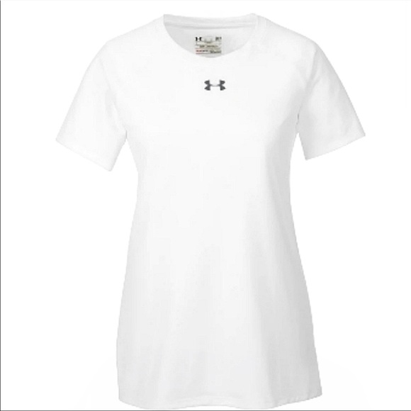 🔴 UNDER ARMOUR Women's Crew Neck Short Sleeve Locker Tee White - Picture 3 of 4